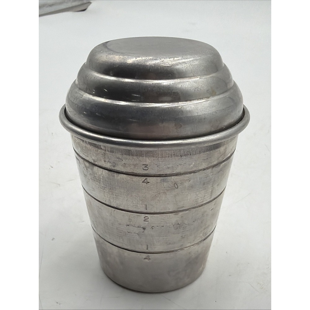 Vintage Mirro Aluminum Measuring Cup With Lid Shaker "Mixette"